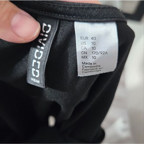 H&M black bodycon mini dress with fringe long sleeves sz 10 - Picture 9 of 9